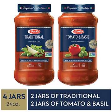 BARILLA Premium Pasta Sauce Variety Pack Tomato & Basil and Traditional Tomato, 24 Ounce Jar (Pack o...