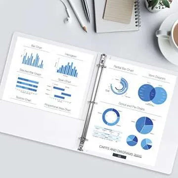 1-inch 3 Ring Binder with 2 Interior Pockets, 1'' Basic Binders Holds US Letter Size 8.5'' x 11'' Paper - Versatile Binders for Office, Home, and School Use, 6 Pack (White)