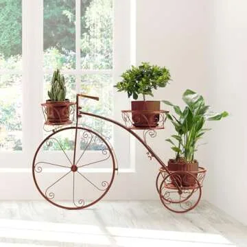 Sorbus Tricycle Plant Stand - Flower Pot Cart Holder - Ideal for Home, Garden, Patio - Great Gift fo...