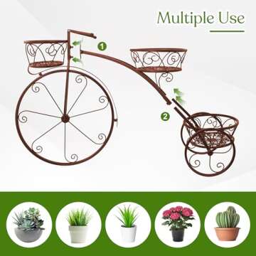 Sorbus Tricycle Plant Stand - Flower Pot Cart Holder - Ideal for Home, Garden, Patio - Great Gift for Plant Lovers, Housewarming, Mother’s Day - Parisian Style (Bronze)