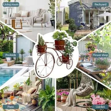 Sorbus Tricycle Plant Stand - Flower Pot Cart Holder - Ideal for Home, Garden, Patio - Great Gift for Plant Lovers, Housewarming, Mother’s Day - Parisian Style (Bronze)