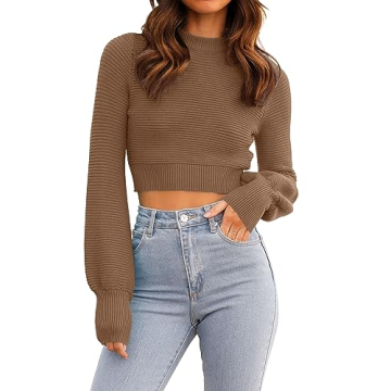 ZESICA Women's Comfortable Mock Neck Cropped Sweater