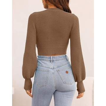 ZESICA Women's Comfortable Mock Neck Cropped Sweater