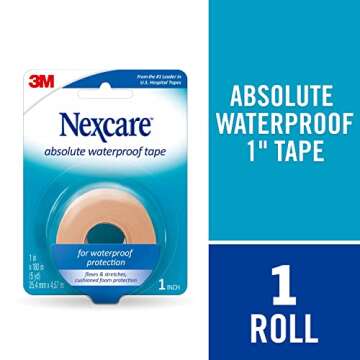 Nexcare Absolute Waterproof Tape, Flexible Foam Medical Tape, Secures Dressing and Keeps Wounds Dry ...