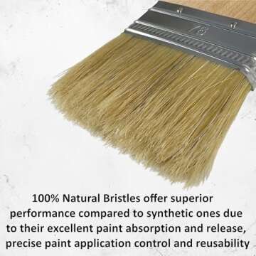 Set of 5 Flat Paint Brushes - Natural Bristles for All Paints