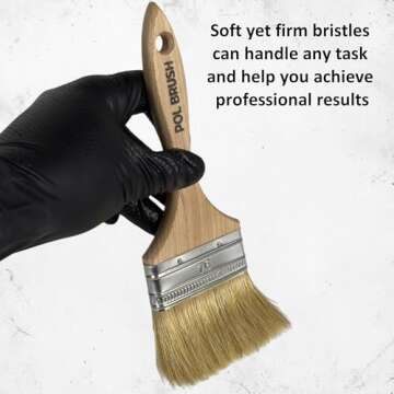 Set of 5 Flat Paint Brushes - Natural Bristles for All Paints