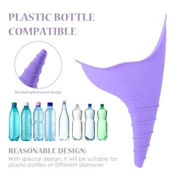 v cool livat Travel Female Urination Device - 2 Pack Reusable Silicone Portable Lady Urinal Pee Funnel Pee Urine Cups Standing Up Camping Outdoor Drawstring Discreet Carry Bag