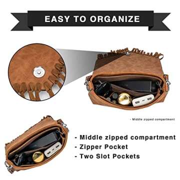 LAVAWA Small Crossbody Bags for Women Crossbody Handbag Fringe Purse Tassel Shoulder Bag Turquoise Concho Wallet