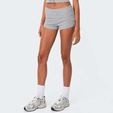 Women Low Waist Lounge Shorts Fold Over Skinny Pajamas Shorts Summer Casual Pj Bottom Sleep Shorts(A Grey 011,Small)