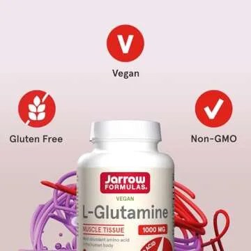 Jarrow Formulas L-Glutamine 1000 mg, Dietary Supplement for Muscle Tissue, Multifunctional Amino Acid, Immune Support , 100 Easy-Solv Tablets, 50-100 Day Supply