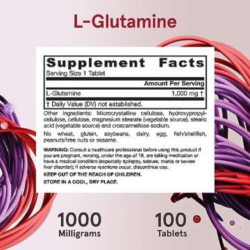 Jarrow Formulas L-Glutamine 1000 mg, Dietary Supplement for Muscle Tissue, Multifunctional Amino Acid, Immune Support , 100 Easy-Solv Tablets, 50-100 Day Supply