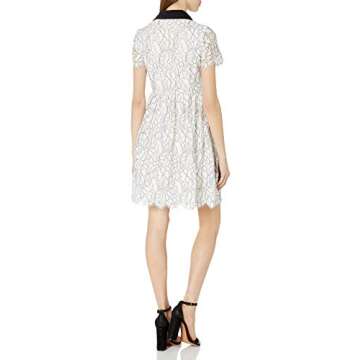 Tommy Hilfiger Women's Floral Outline Lace Shirt Dress, Ivory, 4