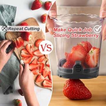 Fruit Slicer Cup | Strawberry Slicer | Banana Slicer | Grape Cutter | Egg Slicers | Detachable Fruit Cutter Slicer with Push Plate | Creative Strawberry Slicer Kitchen Gadget (Black)