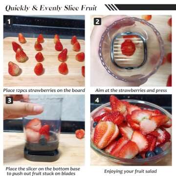 Fruit Slicer Cup | Strawberry Slicer | Banana Slicer | Grape Cutter | Egg Slicers | Detachable Fruit Cutter Slicer with Push Plate | Creative Strawberry Slicer Kitchen Gadget (Black)