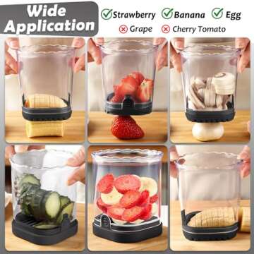 Fruit Slicer Cup | Strawberry Slicer | Banana Slicer | Grape Cutter | Egg Slicers | Detachable Fruit Cutter Slicer with Push Plate | Creative Strawberry Slicer Kitchen Gadget (Black)