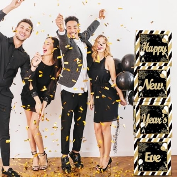 New Year's Eve 2024 Party Supplies, Black Gold Happy New Year's Balloon Boxes with 2024 for Black Gold Theme New Year's Eve Party Decorations