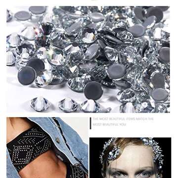 Dowarm 1440 Pieces Crystal Clear Hotfix Crystals, 4mm Hotfix Rhinestones for Crafts Clothing, Flatba...