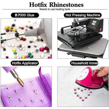 Dowarm 1440 Pieces Crystal Clear Hotfix Crystals, 4mm Hotfix Rhinestones for Crafts Clothing, Flatback Glass Gems for Dance Costumes (SS16)