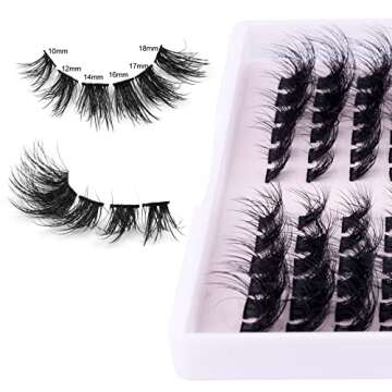 Individual Lashes Cluster Flat Lashes Mink Eyelashes Extension D Curly False Eyelashes Natural Look Wispy Fake Lashes DIY at Home 10mm-18mm Cluster Lashes by Winifred
