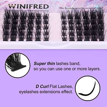 Individual Lashes Cluster Flat Lashes Mink Eyelashes Extension D Curly False Eyelashes Natural Look Wispy Fake Lashes DIY at Home 10mm-18mm Cluster Lashes by Winifred
