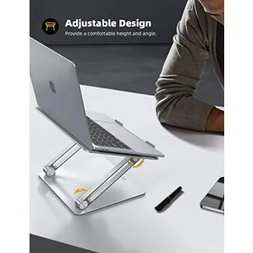 Lamicall Adjustable Laptop Stand, Portable Laptop Riser, Aluminum Laptop Stand for Desk Foldable, Ergonomic Computer Notebook Stand Holder for MacBook Air Pro, Dell XPS, HP (10-17.3'') - Silver