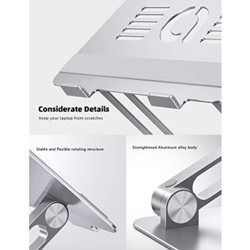 Lamicall Adjustable Laptop Stand, Portable Laptop Riser, Aluminum Laptop Stand for Desk Foldable, Ergonomic Computer Notebook Stand Holder for MacBook Air Pro, Dell XPS, HP (10-17.3'') - Silver