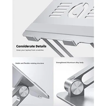 Lamicall Adjustable Laptop Stand, Portable Laptop Riser, Aluminum Laptop Stand for Desk Foldable, Ergonomic Computer Notebook Stand Holder for MacBook Air Pro, Dell XPS, HP (10-17.3'') - Silver