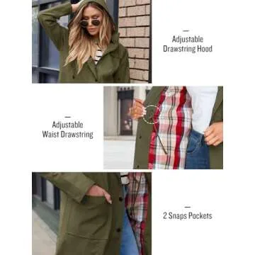 SaphiRose Lightweight Waterproof Rain Jacket for Women