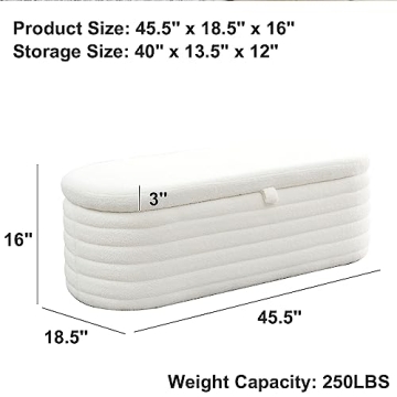 Stylish and Functional 45.5” Storage Ottoman Bench