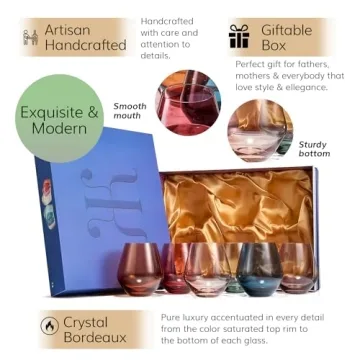 Beautiful Colored Wine Glasses Set of 6 - Luxury Drinkware