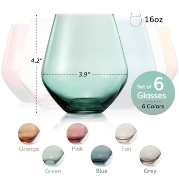 Beautiful Colored Wine Glasses Set of 6 - Luxury Drinkware