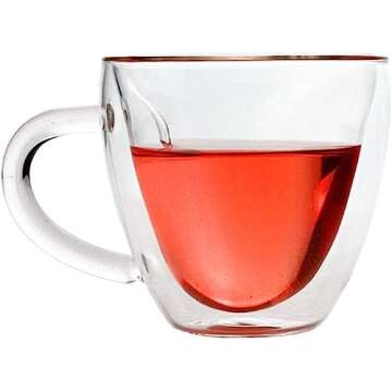 seninhi Double layer heart cup Heart 【240ML】 Heart Shaped Cup - clear glass with Handle Double Wall Insulated Heat resistant coffee cup, tea cup, milk cup, Nice Gift creative (240ML)