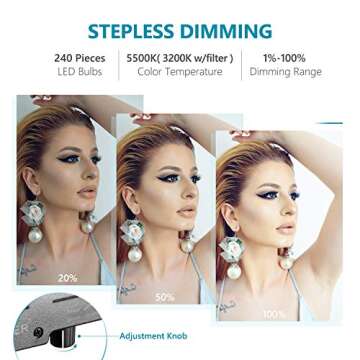 Neewer LED Ring Light 18"/48cm: 52W Dimmable LED Ringlight Selfie Makeup Circle Light with Stand, Soft Tube and Filter for Camera and Phone Photography YouTube Video Blogging Live Streaming