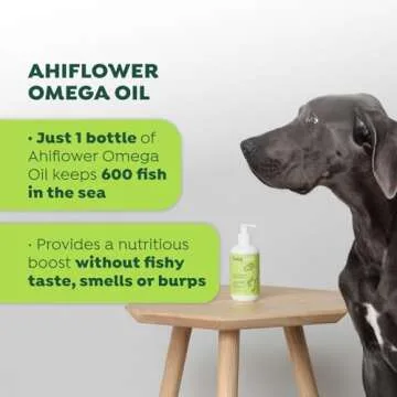 WagWell Ahiflower Omega Oil - Vet-Formulated Skin, Coat, Hip and Joint Supplement for Dogs - Plant-Based Omega 3, 6 and 9 Supplement - Natural Non-GMO Dog Omega Oil, 8 fl.oz. Pump Bottle