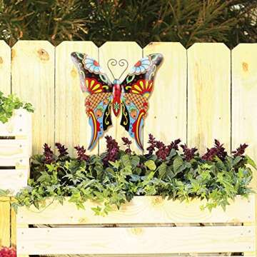 Whimsical Butterfly Metal Wall Art | Talavera-Style Home Decor | Stylish Wall Decorations For Living Room, Kitchen, Outdoors, Office, Bedroom, Garden, Bathroom | 13x12 Inches