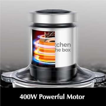 Kitchen in the Box Food Processor: 400W All-Copper Motor Meat Grinder & Chopper