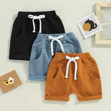 Baby Boys' Toddler 3-Pack Pull-on Jogger Shorts Knit Shorts Classic Fit Elastic Waist Shorts Kids Mu...