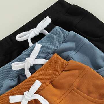 Baby Boys' Toddler 3-Pack Pull-on Jogger Shorts Knit Shorts Classic Fit Elastic Waist Shorts Kids Multipacks Pants (Blue Brown Black, 6-12 Months)