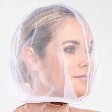Betty Dain Makeup Protector Hood, Protects Hair and Make Up While Getting Dressed, Nylon Chiffon, Light and Airy, Triple Protection, Zipper closure, Machine Washable, White
