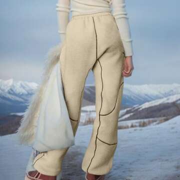 Oplxuo Womens Fleece Sherpa Sweatpants Winter Warm Fuzzy Snow Ski Pants Loose Slopes Activewear with Pockets
