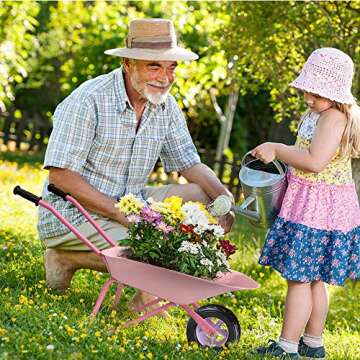 Altdorff Kids Wheelbarrow Set Metal, Child Wheel Barrel Pink Easy to Assemble and Kids Gardening Too...