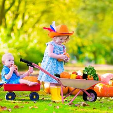 Altdorff Kids Wheelbarrow Set Metal, Child Wheel Barrel Pink Easy to Assemble and Kids Gardening Tools Kit, Garden Toys with Small Wheel Barrow, Outdoor Indoor Toys Gift for Girls
