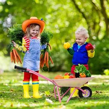 Altdorff Kids Wheelbarrow Set Metal, Child Wheel Barrel Pink Easy to Assemble and Kids Gardening Tools Kit, Garden Toys with Small Wheel Barrow, Outdoor Indoor Toys Gift for Girls