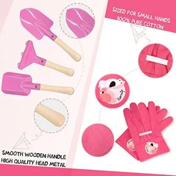 Altdorff Kids Wheelbarrow Set Metal, Child Wheel Barrel Pink Easy to Assemble and Kids Gardening Tools Kit, Garden Toys with Small Wheel Barrow, Outdoor Indoor Toys Gift for Girls