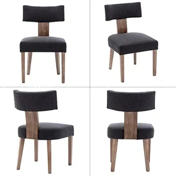 HNY Modern Dining Chairs Set of 6 - Linen Upholstered Comfort