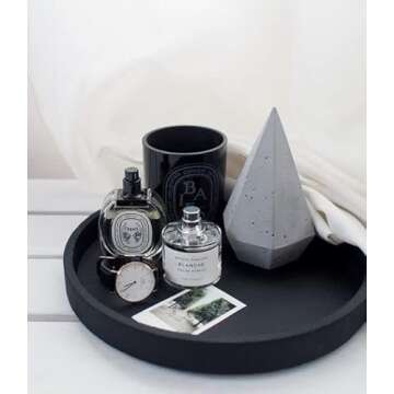 Lobolighting Black Round Coffee Table Serving Tray