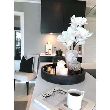 Lobolighting Black Round Coffee Table Serving Tray