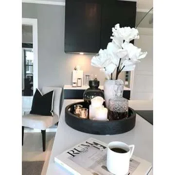 Lobolighting Black Round Coffee Table Serving Tray