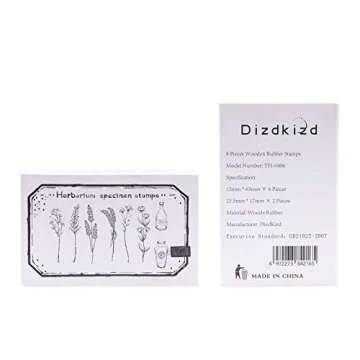 Dizdkizd 8 Pieces Vintage Wooden Rubber Stamps, Plant & Flower Decorative Mounted Rubber Stamp Set for DIY Craft, Letters Diary and Craft Scrapbooking