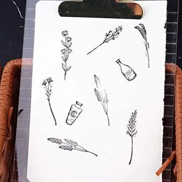 Dizdkizd 8 Pieces Vintage Wooden Rubber Stamps, Plant & Flower Decorative Mounted Rubber Stamp Set for DIY Craft, Letters Diary and Craft Scrapbooking